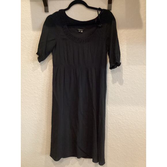 Theory Dazell Charm puff short sleeve Mini Dress Shift Scoop Neck Black Viscose - Picture 2 of 11